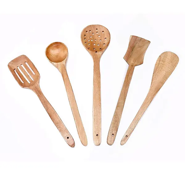 Juego de cuchara de madera de tamaño personalizado, cuchara de madera pequeña, juego de cuchara de madera de bambú para niños, utensilios de cocina para el hogar