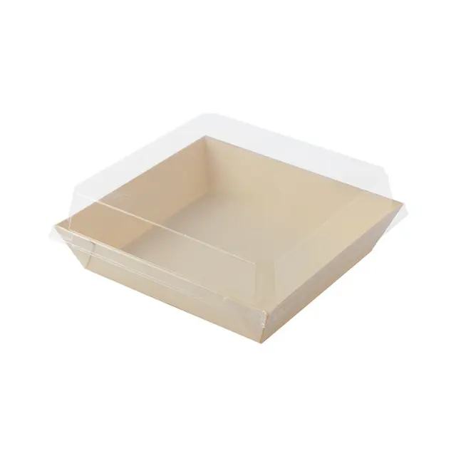 Caja trapezoidal, caja Bento de madera a buen precio con ventana transparente, comida para llevar, Sushi, marca Takpak, logotipo personalizado de China