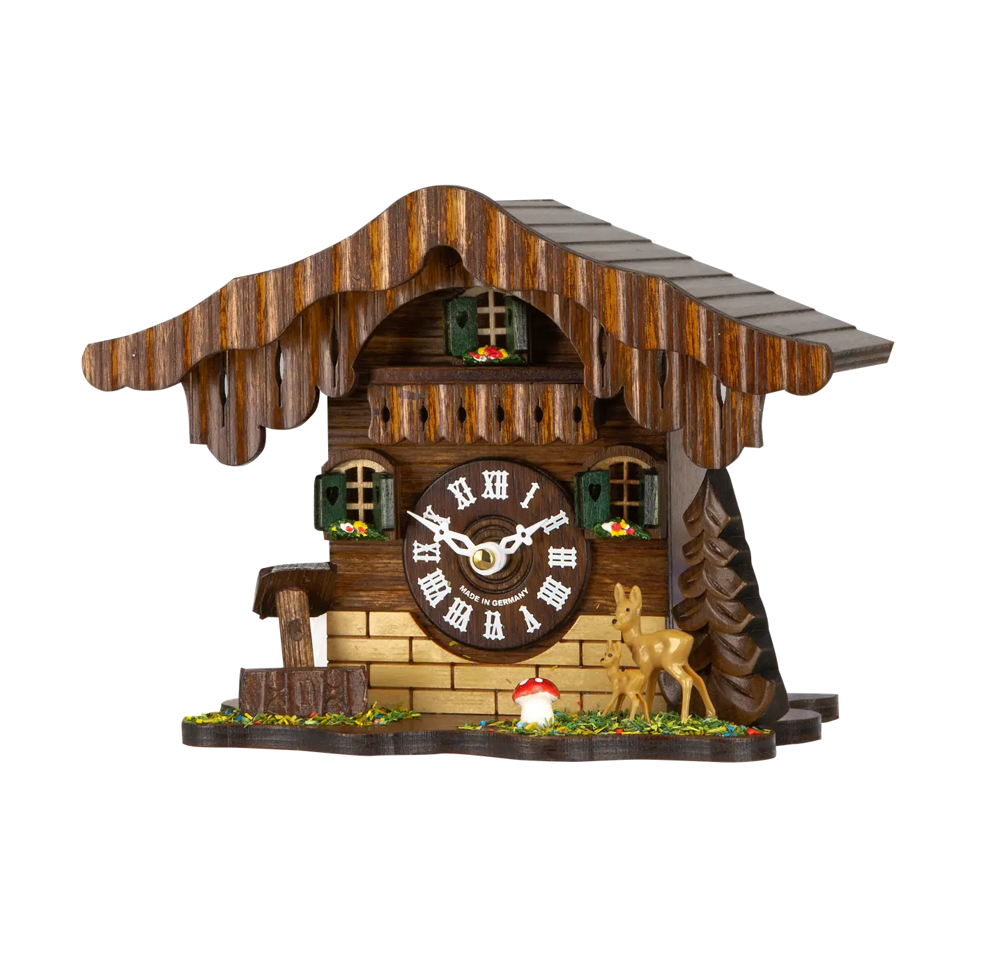ساعة حائط كوارتز خشبية صغيرة تقليدية أو ساعة تذكارية للطاولة بجرس اليهوك أو بجرس وستمنستر بجودة عالية مصنوعة في ألمانيا