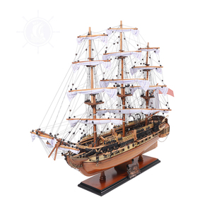 手作りミディアムサイズUSSコンスティテューション木製モデル船フルセイル付き-歴史的な米海軍セーリング装飾ギフト
