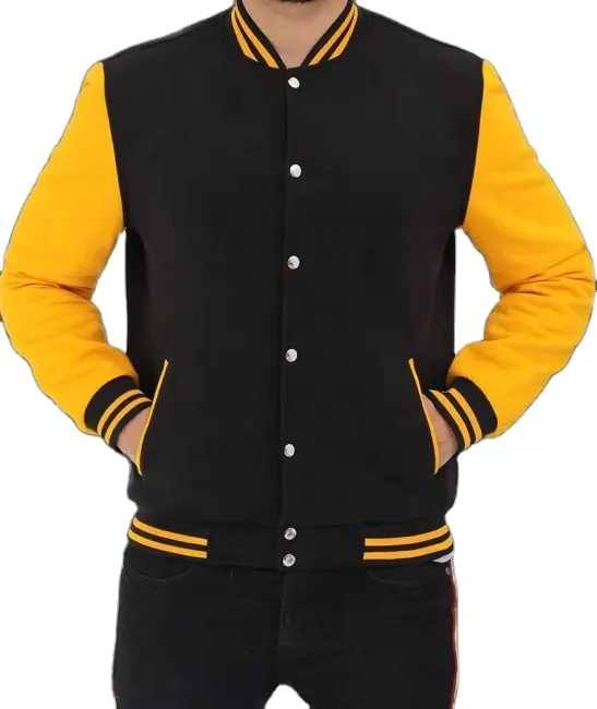 NUEVA Faction Custom Logo Men's Black and Yellow Varsity/Lettermen Jacket's Wholesale Chaqueta personalizada para una nueva temporada 2024
