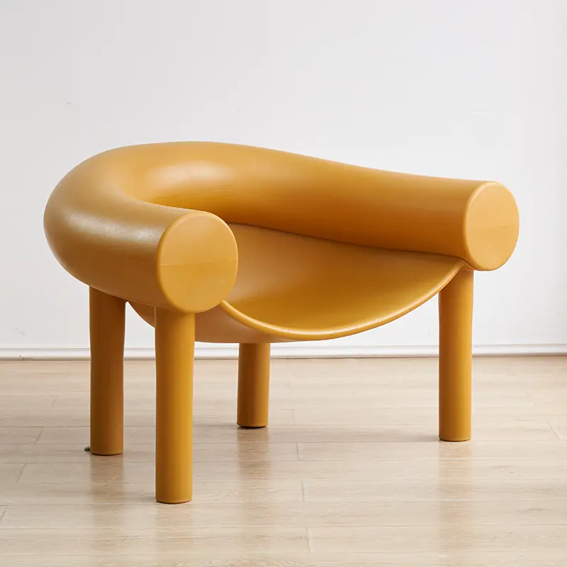 Sillón sólido de PE con asientos anchos de color personalizados estilo INS, silla moderna, sofá de plástico para sala de estar