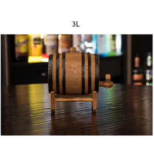Toptan 3 litre meşe ve çam şarap fıçısı basit ahşap taban siyah jant cila bitirmek için şarap ve bira depolama - Product Image 1