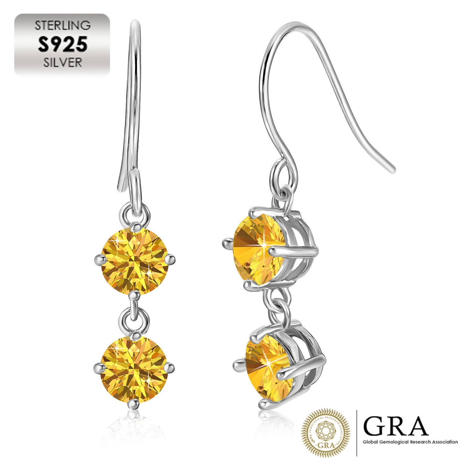 18K White Gold Plated Luxury Earrings ME081-CHAMPAGNE