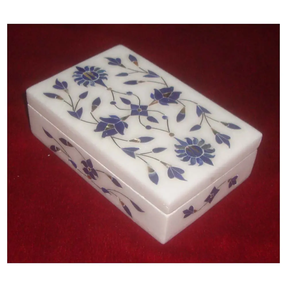 Caja con incrustaciones de mármol blanco puro, artículo de mármol hecho a mano para regalos de negocios