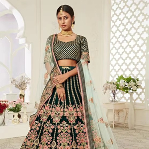 批发传统风格纯天鹅绒7702 Zeel服装在线Lehenga Choli印度和巴基斯坦服装