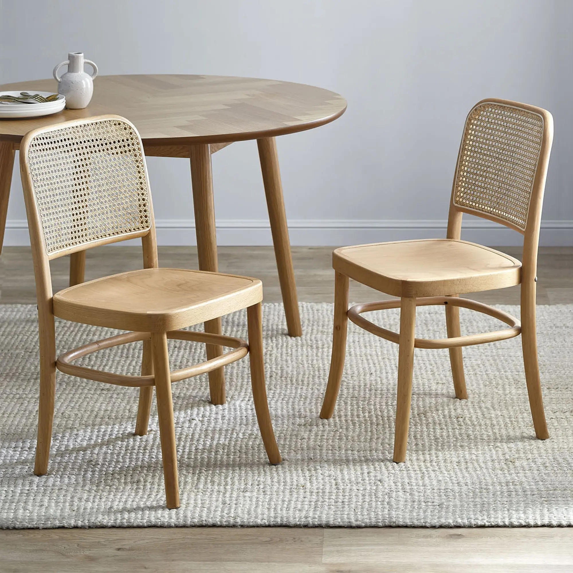 High Quality Rattan and Wood Side Dining Chair Modern Design Scandinavian Style Luxury Home Hotel Dining Chair Room Furniture