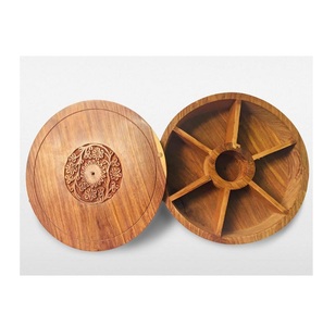 <strong>Admirable</strong> Design Wooden Spice Box 6 Compartment with Latest Lid Round Shape and Spoon for Kitchenware Use - Product Image 2