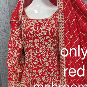Georgette rus Plazo Zarkan taşlar ile Set, nakış, ağır Dupatta & çanta 2 adet toptan Gharara tarzı - Product Image 1