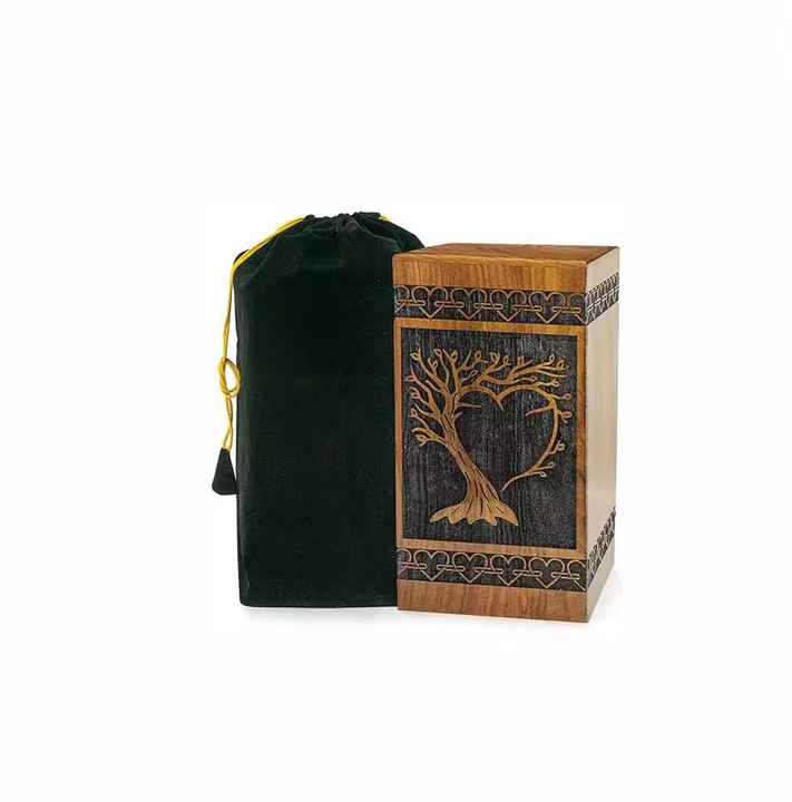 Handcrafted Rosewood Wooden Cremation Urn Tree of Life Design Memorial Urn for Ashes Decorative Fune