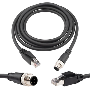 Cable M12 Tipo-D codificado en D de 4 pines macho a RJ45 Cat5e macho Red Lan Ethernet Cable de 26AWG con chaqueta de PVC - Product Image 6