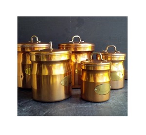 新款手工铜罐4件套，方形，非常昂贵，适用于餐厅罐 - Product Image 4