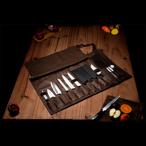 Waxed Canvas Leather <strong>11</strong> Pocket Handmade Chef Roll <strong>Tool</strong> Holder <strong>Bag</strong> Chef Christmas Case LCKR-0014B - Product Image 4