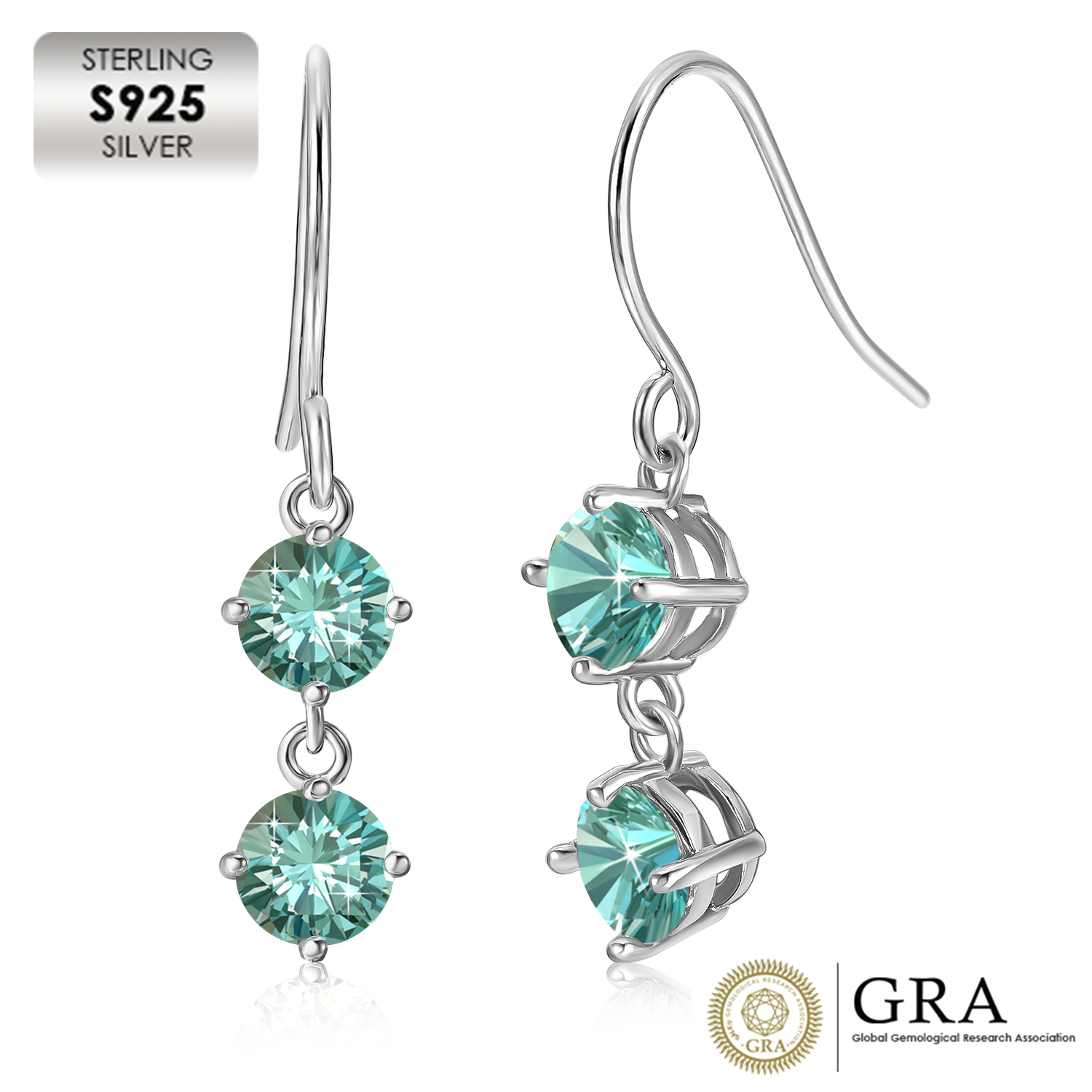 18K White Gold Plated Luxury Earrings ME081-BLUE