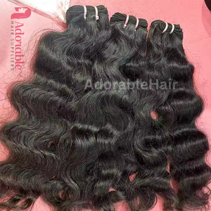 ナチュラルカラーブラック女性用ディープウェーブレミーヘアエクステンションバージン処理なしバンドルインド製格安マシン二重横糸人間 - Product Image 3