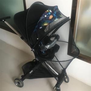 Parasole per passeggino universale e zanzariera 2-in-1 copertura per passeggino protezione UV con cerniera a 2 vie (nero) rete parasole per bambino - Product Image 6