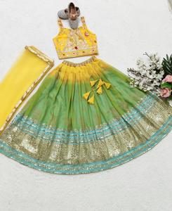 现成的儿童女孩<span class=keywords><strong>lehenga</strong></span> choli派对穿eid印度女孩设计师服装