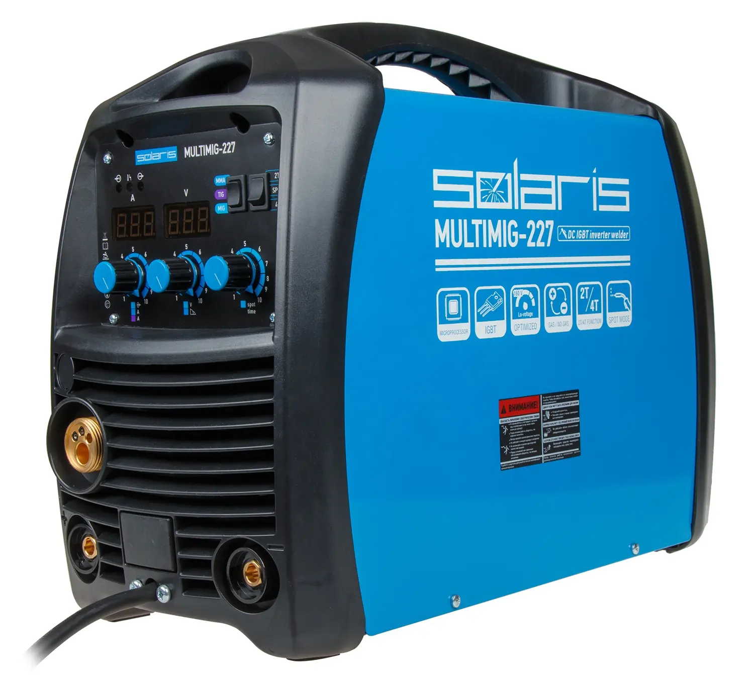 220V portatile 4 in 1 saldatore MIG TIG MMA e flusso di saldatura a punti senza Gas multifunzione saldatrice SOLARIS MULTIMIG-227