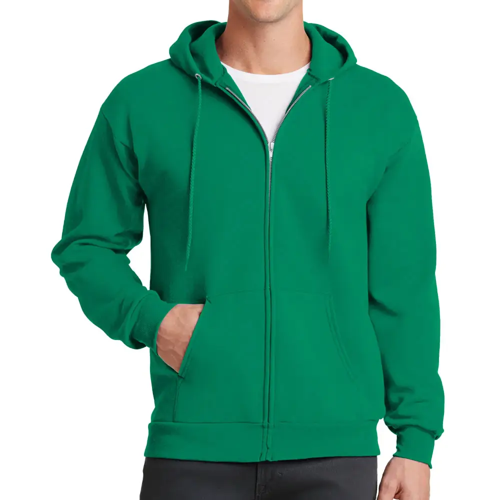 Unisex maßge schneiderte Core Fleece Full Zip Kapuzen pullover Hoodie Kelly Green BELLA CANVAS Unisex Schwamm Fleece Full-Zip Hoodie