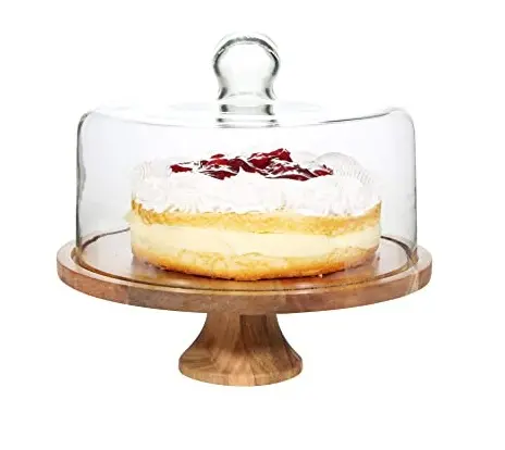 Centre de table décoratif de grande taille, décoration de gâteau, assiette ronde avec dôme en verre pour les fêtes