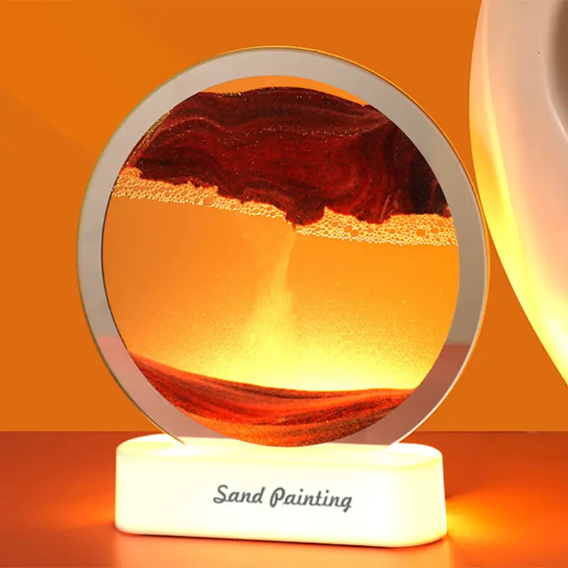 Top Hot Flowing Sand Art 3D Dynamic Moving Sand Led Bild Landschaft Sanduhr Licht für Nacht lampe Dekompression Ornament