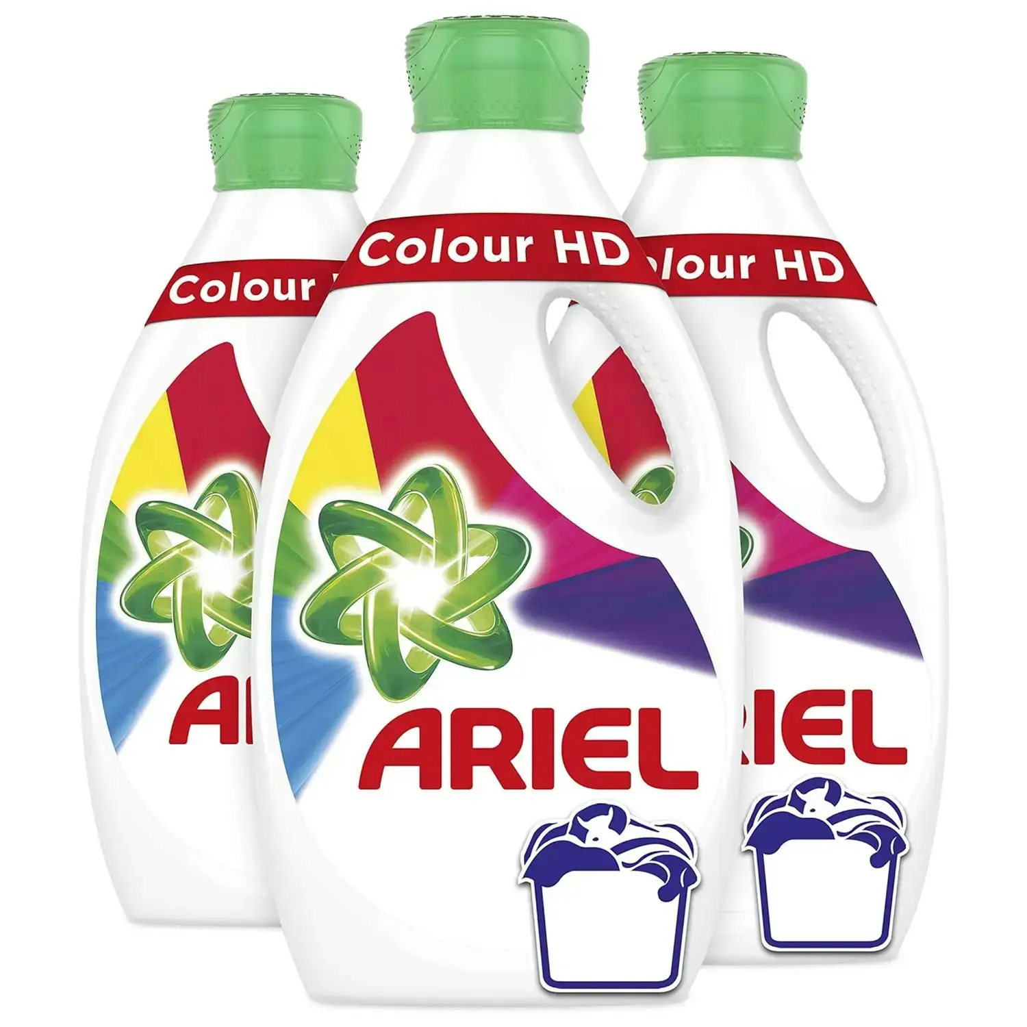 Ariel detersivo liquido per bucato Colour HD - 4L, 28 lavaggi (3 x 1,33l)-ad alta definizione per tessuti vivaci