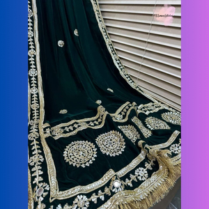 Ssumaira系列重型刺绣金色gotet镜子披肩面料微天鹅绒<span class=keywords><strong>9000</strong></span> 3米长