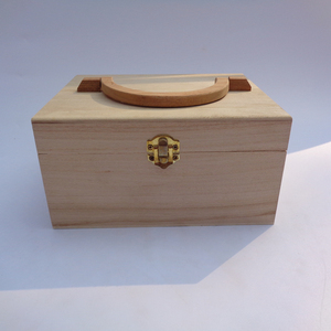 Juego de 3 cajas de madera anidadas Estuche de almacenamiento de madera con tapa con bisagras con mango plegable Joyero de madera para Cofre del Tesoro de recuerdos - Product Image 3