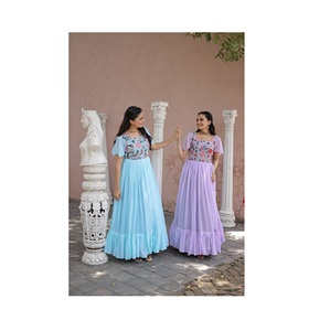 Alta calidad atractivo indio pakistaní tradicional Festival desgaste diseñador Faux Georgette vestido de mujer traje Anarkali