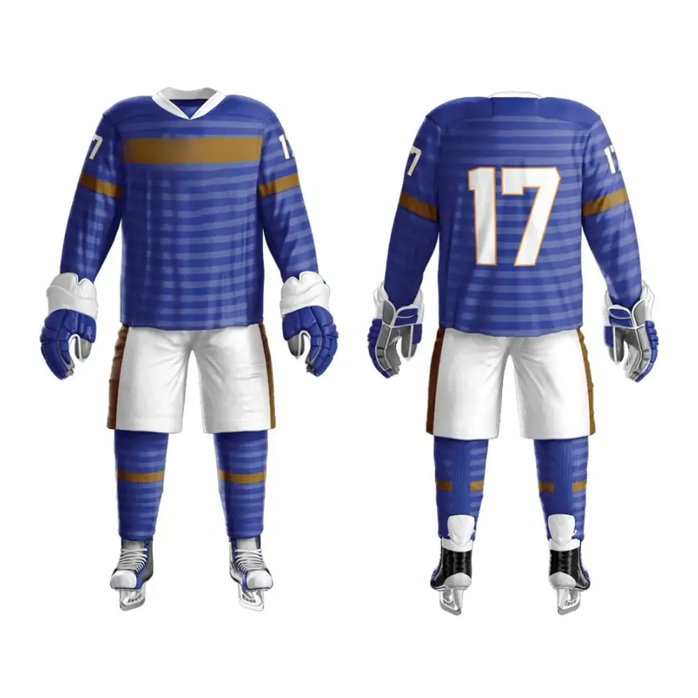 Maillot de hockey uniforme de broderie personnalisé pour le hockey sur glace et ensembles de pantalons prix de gros uniforme de hockey sur glace