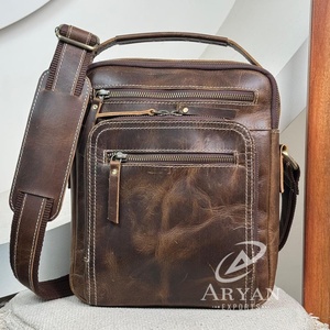 Clássico Casual Full Grain Couro Único Ombro Crossbody Bag Real Couro Negócios Juventude Vertical Homens Ombro Messenger Bags