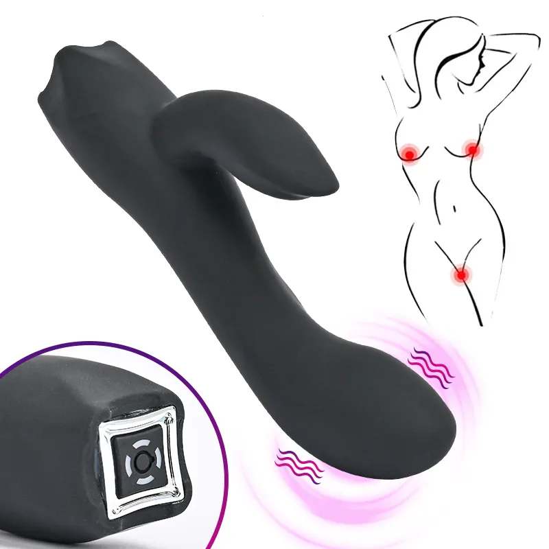 Venta caliente de silicona G Spot Rabbit Dildo Vibrador Masajeador vaginal Adulto Juguete sexual femenino Vibrador eléctrico para mujeres