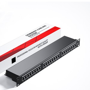 1U 24 puertos 19 pulgadas RJ45 Gigabit blindado Cat6 Cable Ethernet Patch Panel para cableado de red - Product Image 2