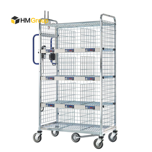 Customized <strong>3</strong> Side Metal Steel Order Multi-layer Warehouse Order Picking <strong>Trolleys</strong> with Steps - Product Image 1