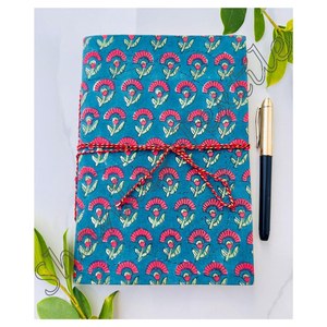 Custom Writing Journal Flower Hand <strong>Block</strong> <strong>Printed</strong> Fabric Cover Eco-Friendly Handmade Personalize Bound Journal <strong>Notebook</strong> Wholesale - Product Image 3