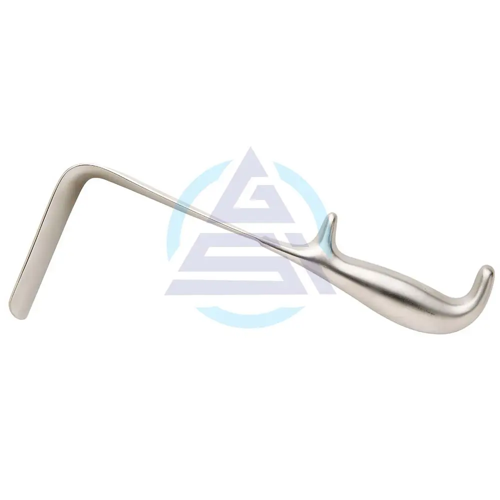 Retrator vaginal doyen pozzi, comprimento pequeno, comprimento eficaz 60mm x 35mm de largura, comprimento total 250mm