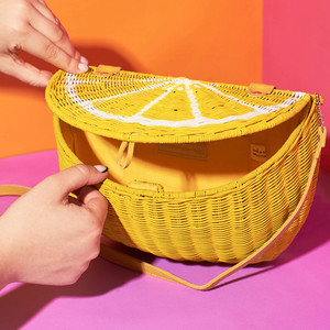 Günlük kullanım için yaratıcı tasarım nihai öğe plaj yürüyüşü el yapımı dokuma Rattan limon şekilli çanta
