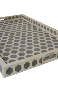 Düğün dekor ve parti için inci kemik kakma desen annesi ile hizmet tepsi özelleştirilmiş Modern tasarım ahşap - Product Image 2