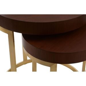 Contemporary Round Nesting Bent Black Gold Metal Side Glass Marble Stone Mdf Wood Coffee <strong>Table</strong> Nest of <strong>3</strong> <strong>Table</strong> <strong>Set</strong> Nesting <strong>Table</strong> - Product Image 6