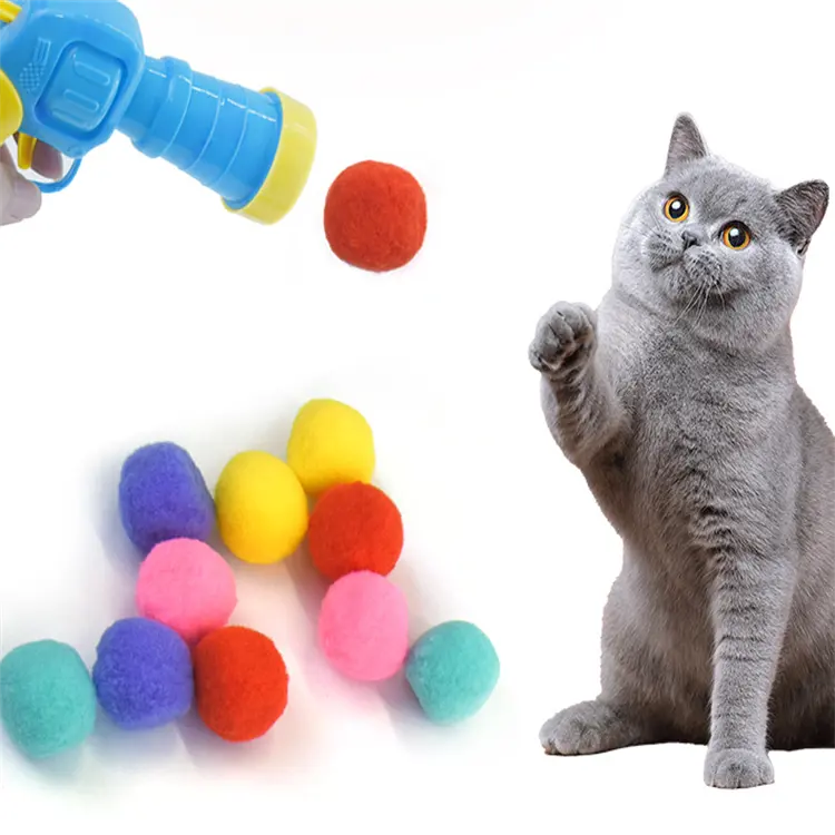 Elástica Plush Ball Lançamento Arma Engraçado Cat Dog Exercício Toy Interativo Aliviar Tédio Pet Toy