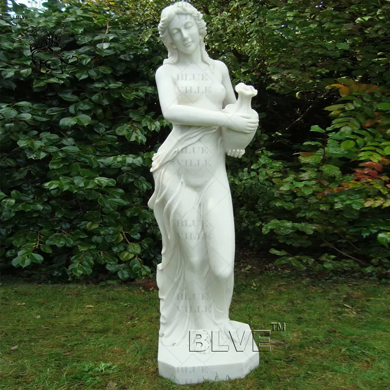 BLVE giardino decorativo personalizzare dimensioni stile romano intaglio a mano pietra naturale marmo bianco donna statue