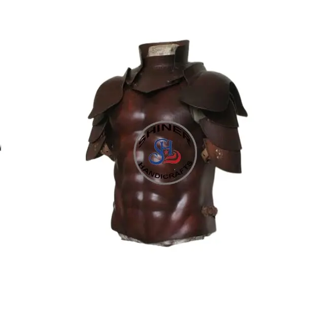 Viking Warrior-armadura de pecho de cuero sintético, chaqueta de armadura de cuerpo de cuero, armadura Medieval para Cosplay de Color marrón