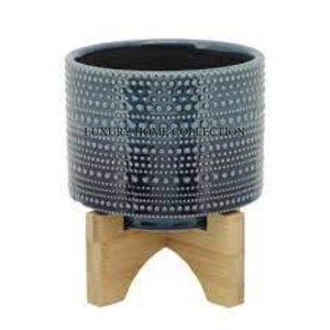 Deep Bowl Wooden <strong>Planter</strong> with Mop Work Design <strong>Planter</strong> Perfect for Displaying lush Greenery and Ferns at Sale Rate - Product Image 1