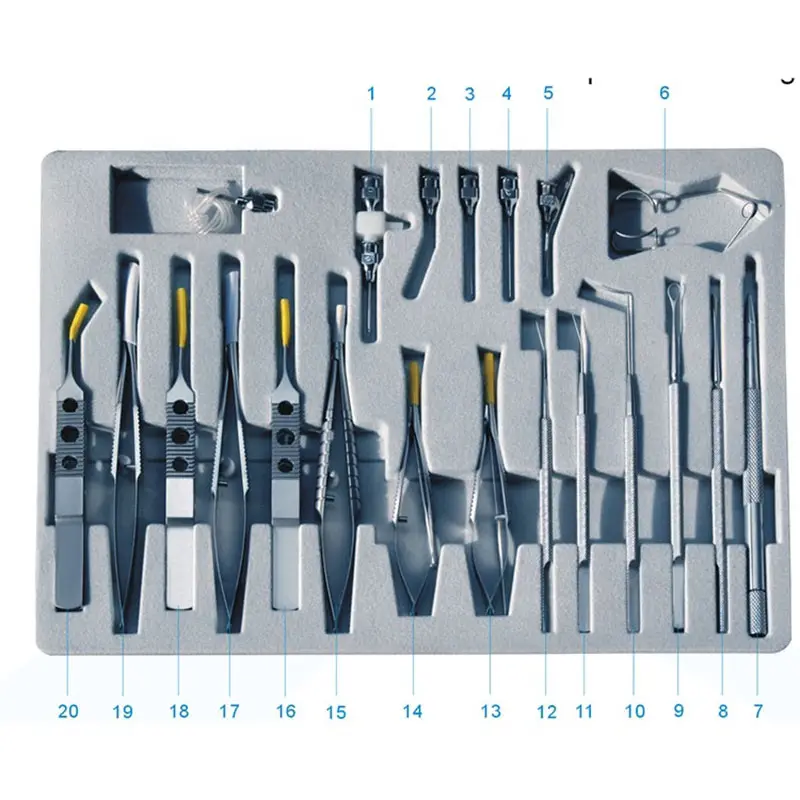 Set Instrumen Mikro untuk Set Bedah Mata Implan Lensa Intraokular, Instrumen Oftalmik Operasi Mata