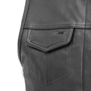 גברים מותאמים אישית cowhide אופנוע אמיתי אפוד במחיר נמוך וזול גברים אפוד עור גברים