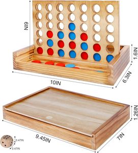 Classic Rustic Wooden Shut the Box 4-in-a-Row Strategy <strong>Game</strong> Set with <strong>Dice</strong> <strong>Toy</strong> for Kids Family and Travel - Product Image 2