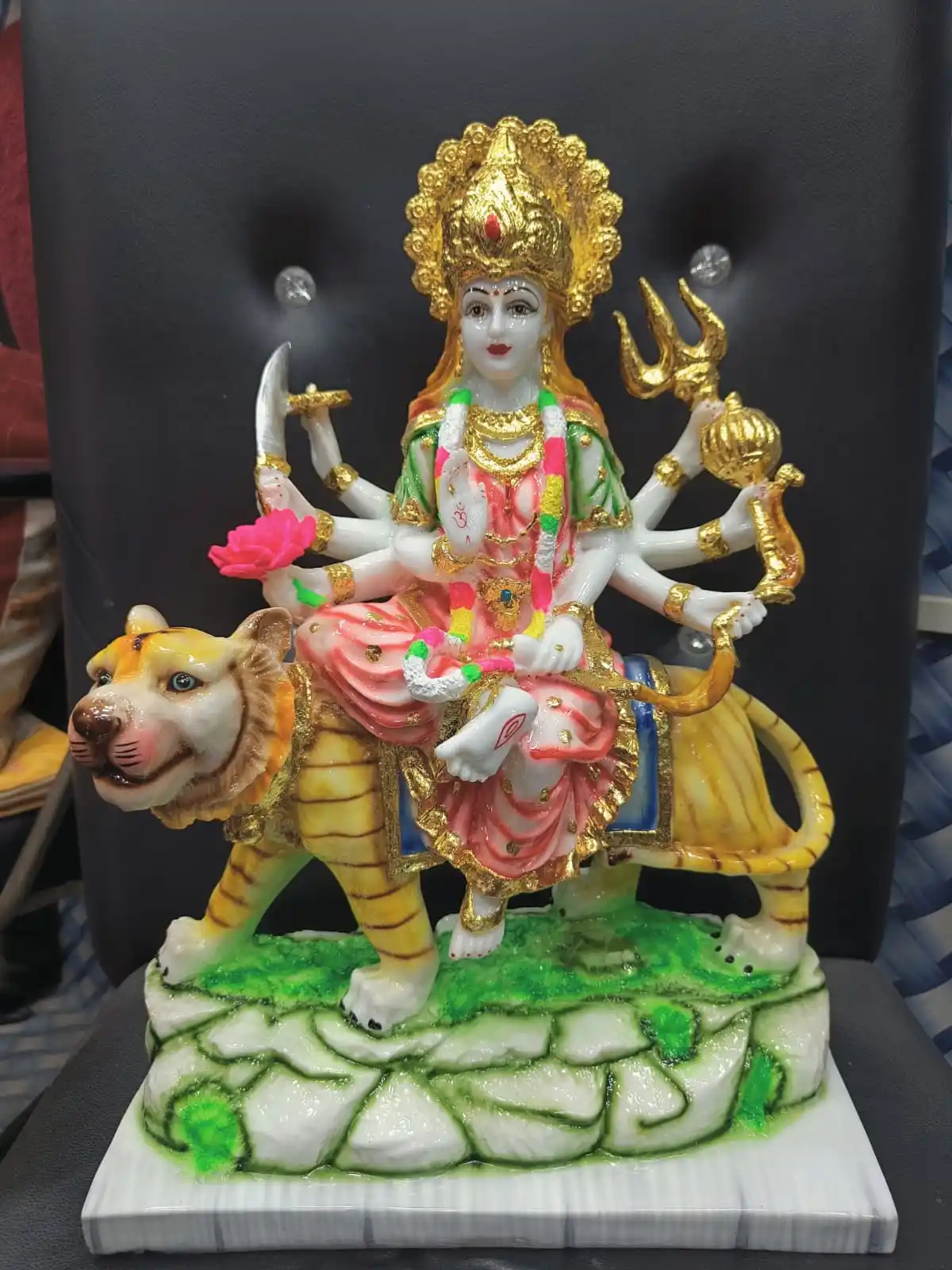 Bianco puro fatto a mano belle statue di marmo Durga Maa per la casa decora e regali di compleanno regali casa ufficio