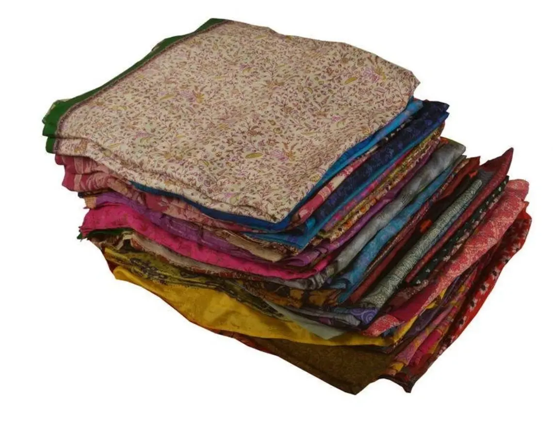 Atacado lote de saree de seda vintage, fabricação de artesanato étnico, sari indiana