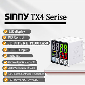 Sinny TX4 Económico Auto Tuning Pt100 100-240V Pid Intput LED 24V Controlador de temperatura de calefacción y refrigeración - Product Image 2
