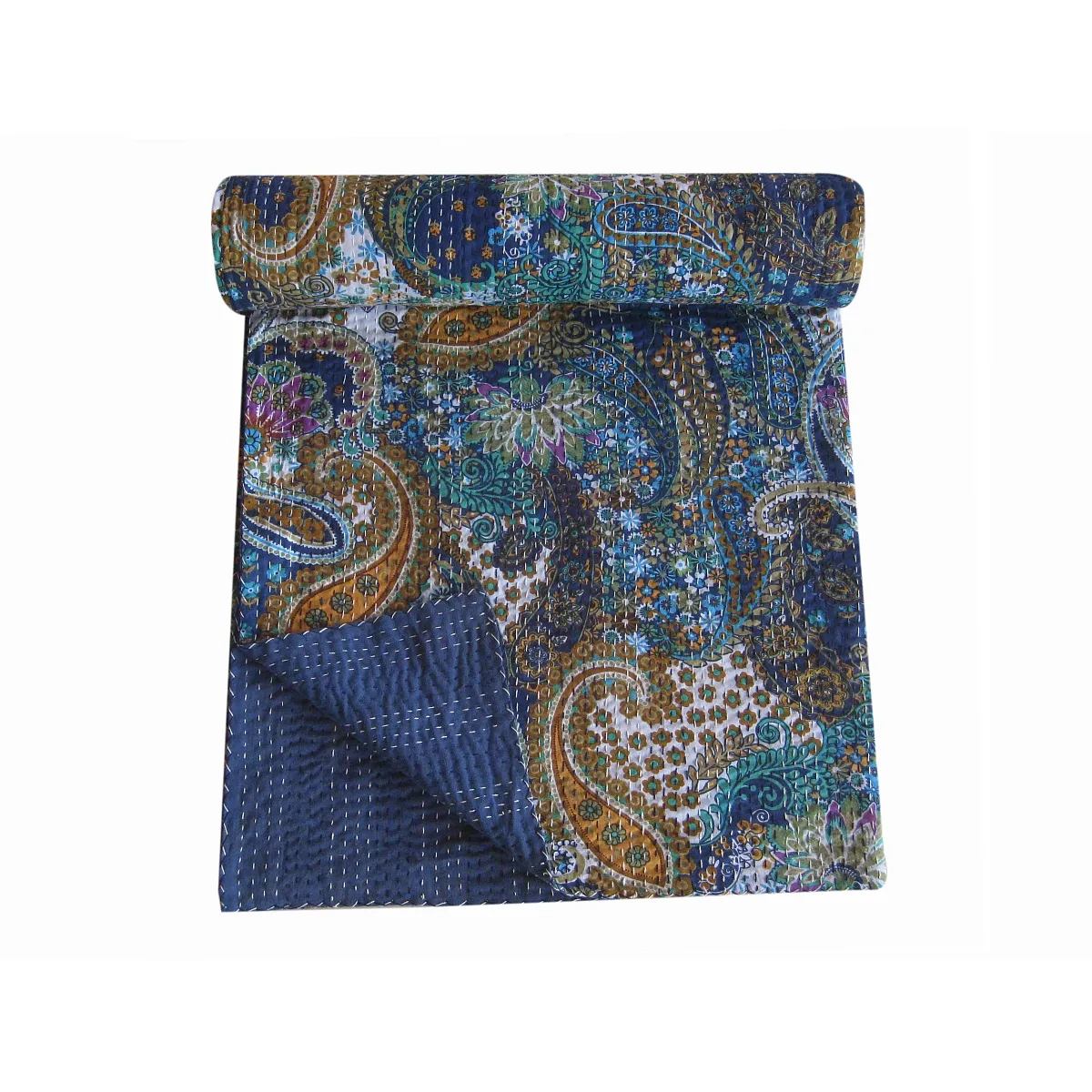 Ev dekoratif hint bohemian üretim son ömürlü koleksiyonu sari el dikiş kantha yorgan